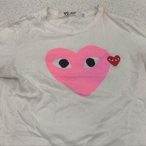 Comme des Garcons Kids White Tee with Pink and Red Heart